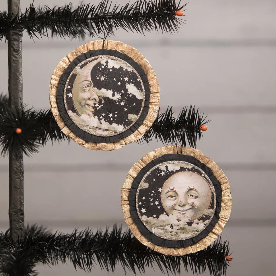 Man In The Moon Disc Ornaments Set/2