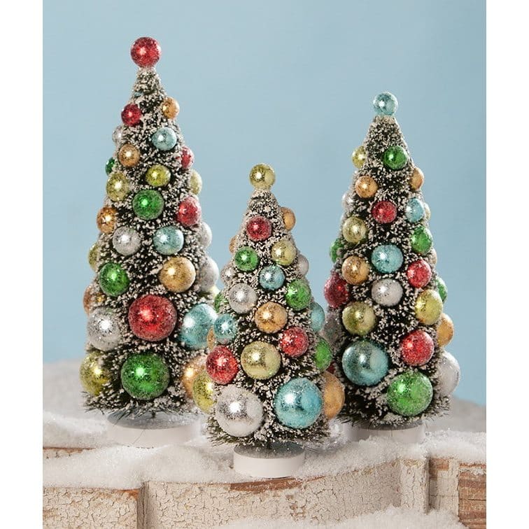 Merry & Bright Bottle Brush Trees Set/3