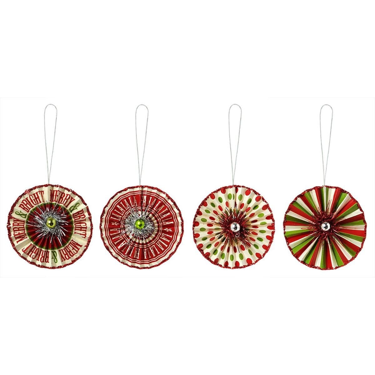 Merry & Bright Wreath Ornaments Set/4