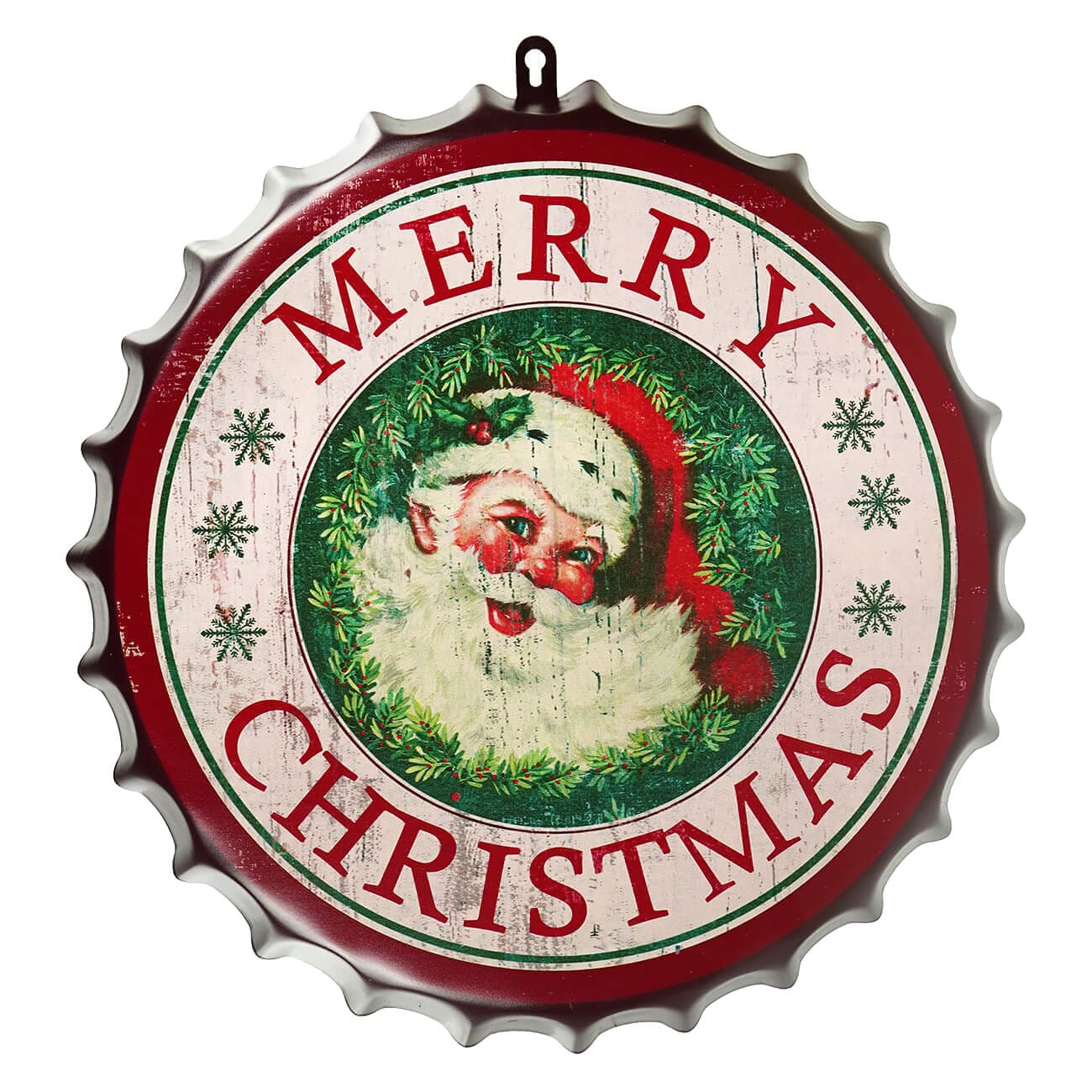 Merry Christmas Metal Bottle Cap Wall Decor