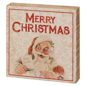 Merry Christmas Vintage Block Sign - Christmas