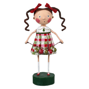 Esc17266 merry mary christmas doll with pigtails in red dress a child’s christmas figures for holiday decor