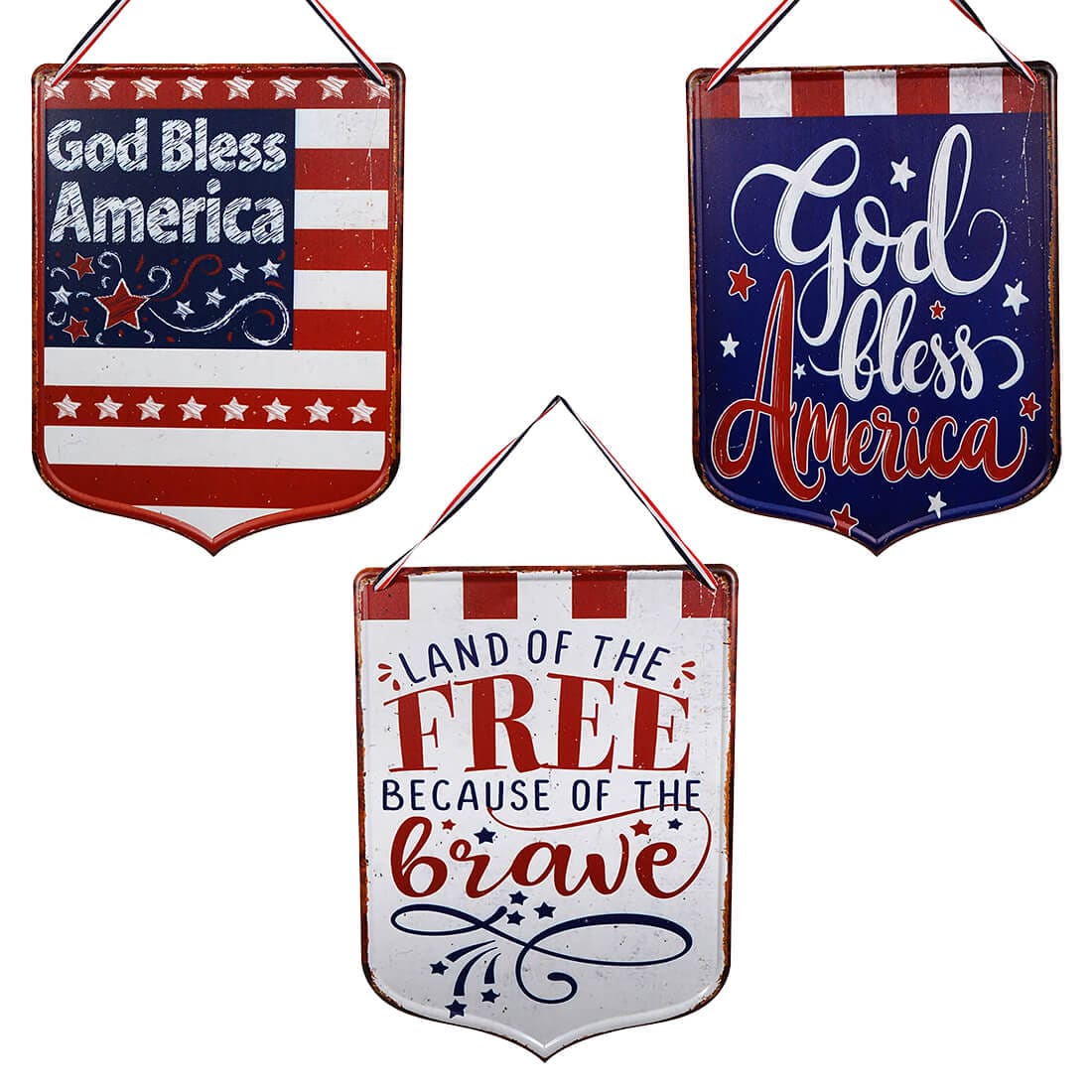 Metal Americana Wall Hanging Signs Set/3