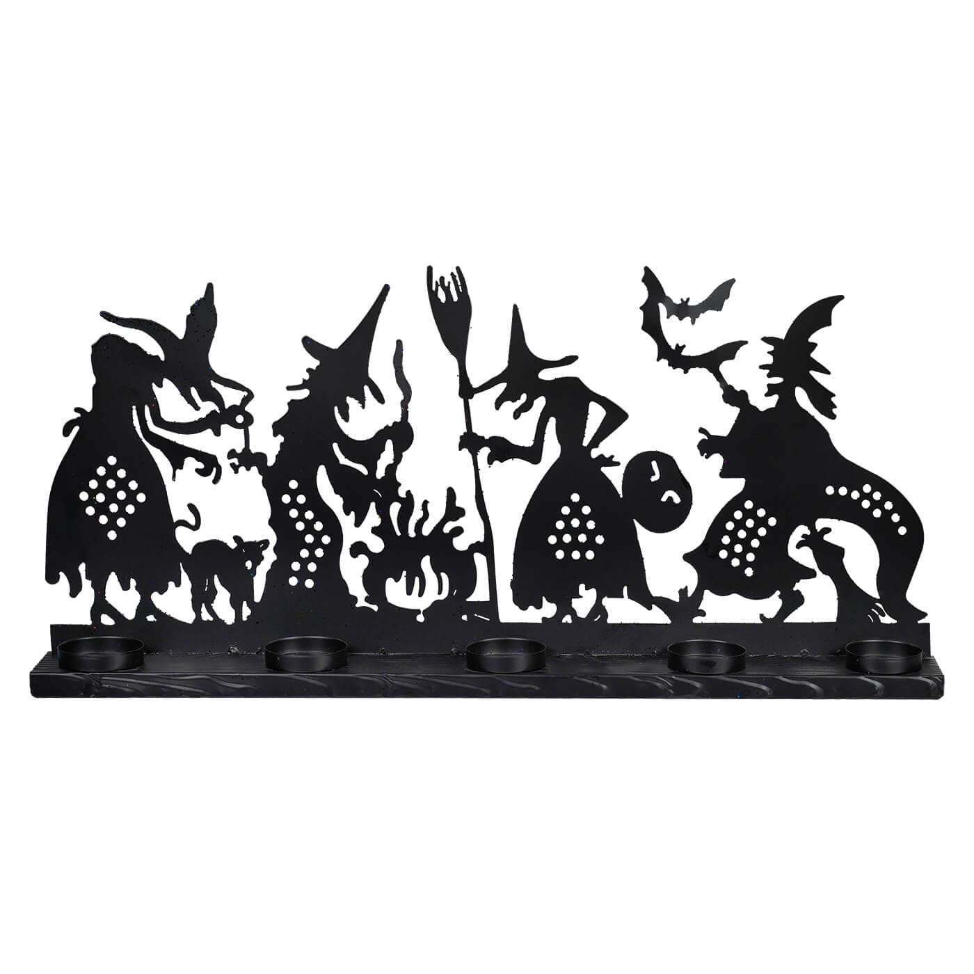 Metal Candle Holder Witch Scene Decor - Halloween