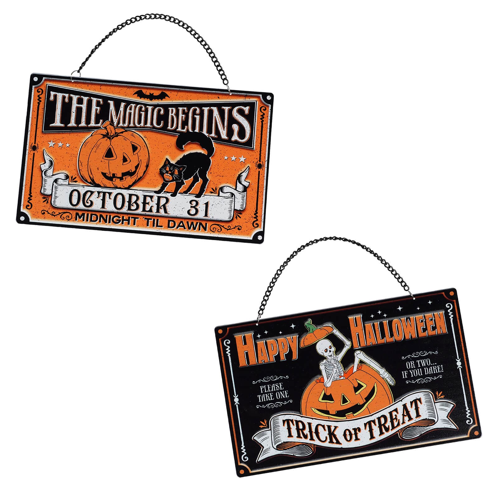 Metal Midnight Magic Halloween Signs Set/2 - Halloween