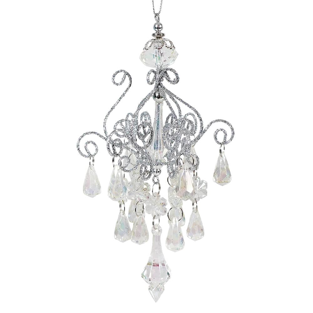 Metal Opalescent Chandelier With Gemstones Ornament - Ornaments