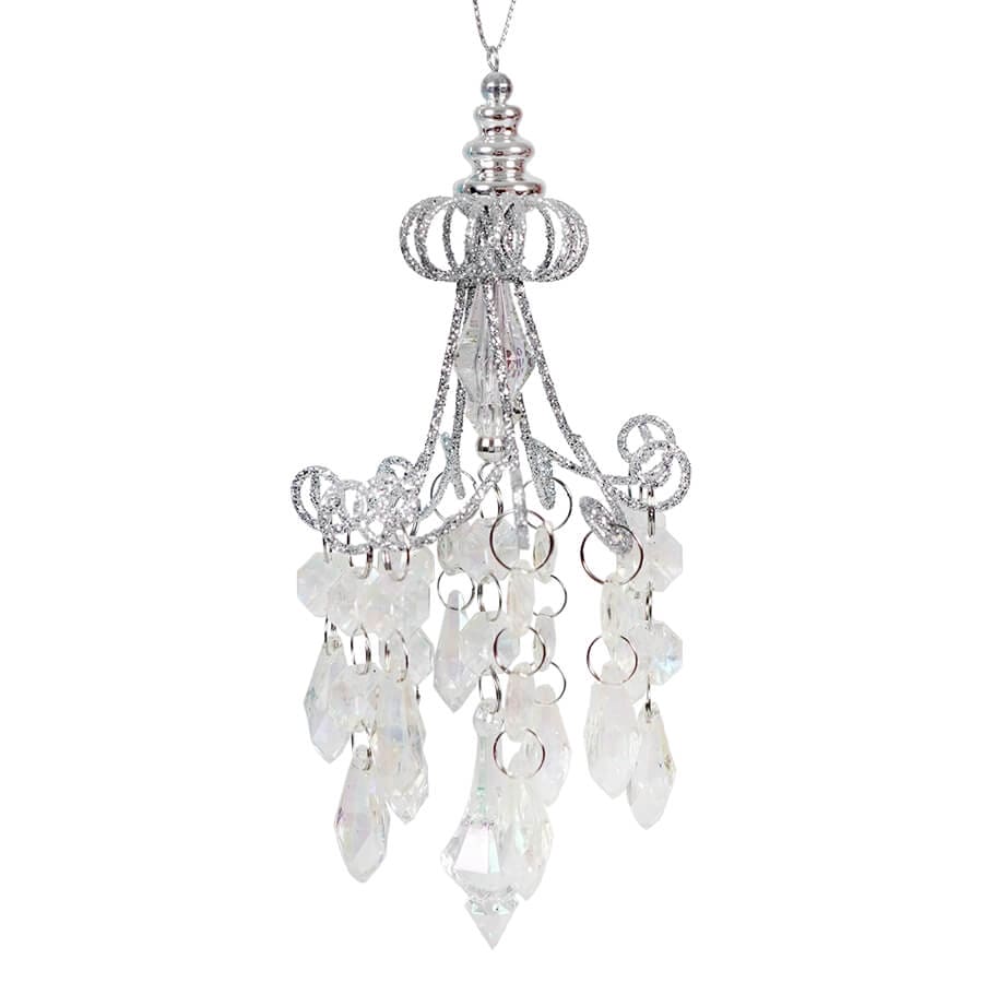 Metal Opalescent Chandelier With Gemstones Ornament - Ornaments