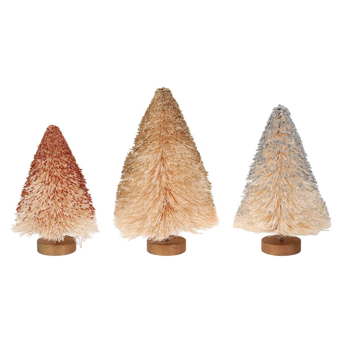 Metallic Bottle Brush Trees Set/3