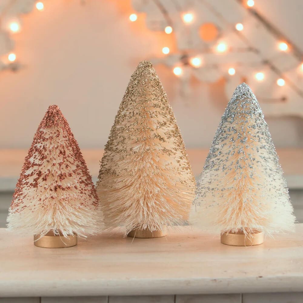 Metallic Bottle Brush Trees Set/3