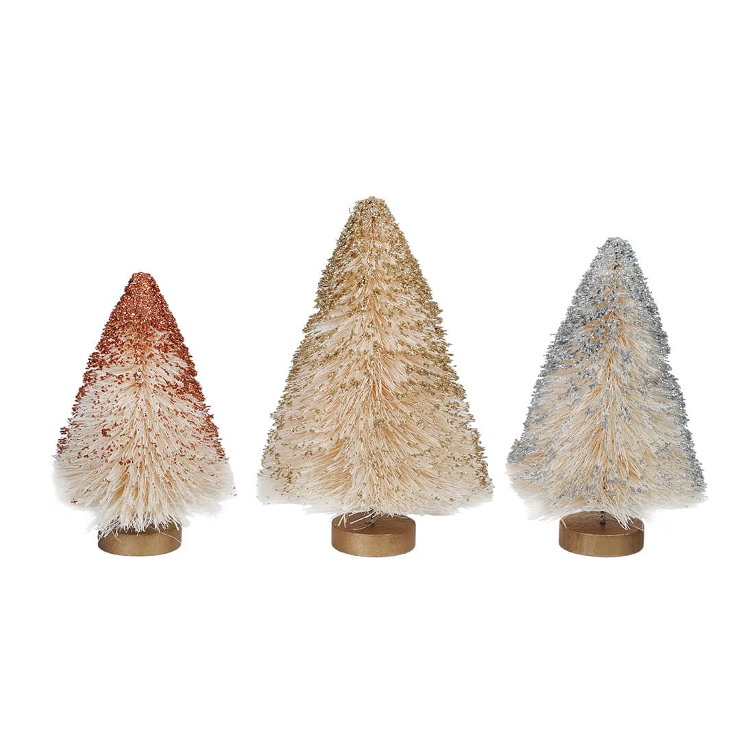 Metallic Mini Bottle Brush Trees Set/3