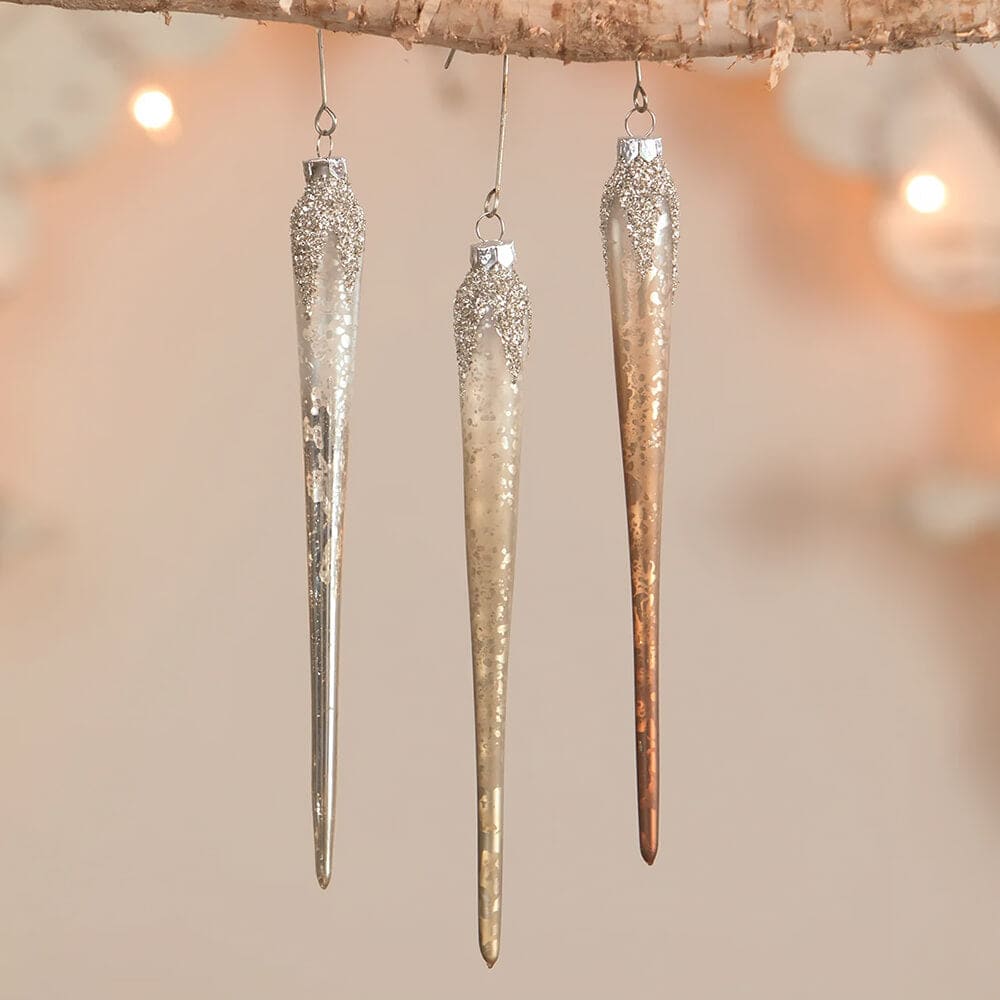 Metallic Ombre Icicle Ornaments Set/3