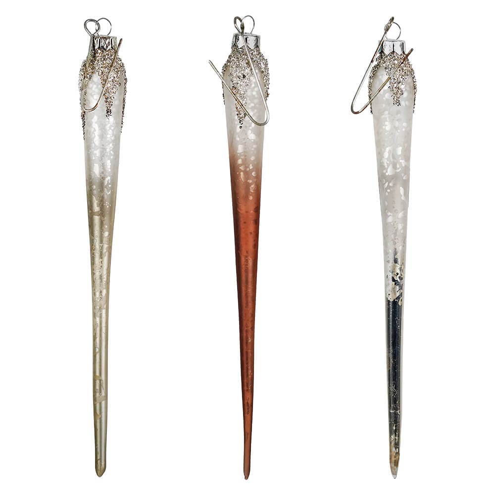 Metallic Ombre Icicle Ornaments Set/3