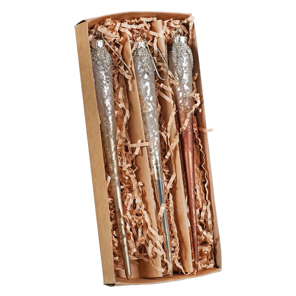 Metallic Ombre Icicle Ornaments Set/3