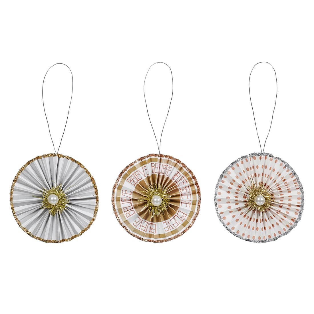 Metallic Rosette Ornaments Set/3