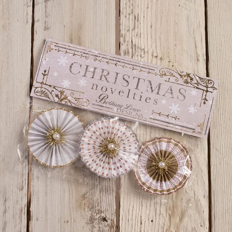 Metallic Rosette Ornaments Set/3