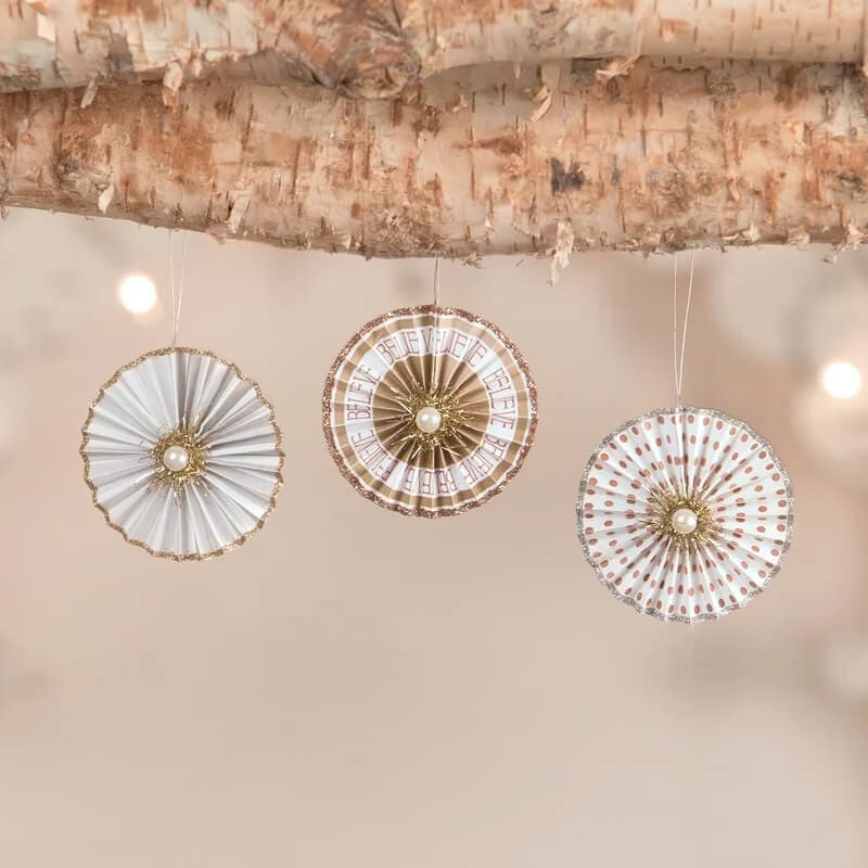 Metallic Rosette Ornaments Set/3