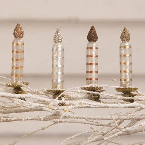 Metallic Striped Candle Ornaments Set/4