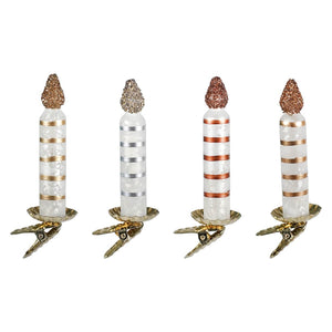 Metallic Striped Candle Ornaments Set/4
