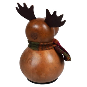 Brown moose gourd figurine with dark antlers and plaid scarf from meadowbrooke gourds miniature collection