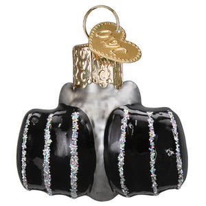 Mini bat ornament black and silver glittery glass boxing glove christmas glass ornament with gold heart tag