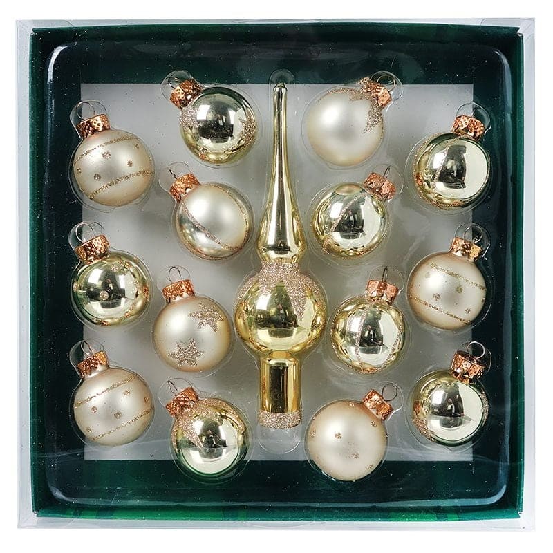 Mini Gold Finial and Ball Ornament Set/15