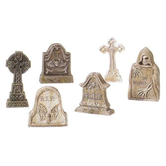 Mini Halloween Village Graveyard Tombstones Set/6