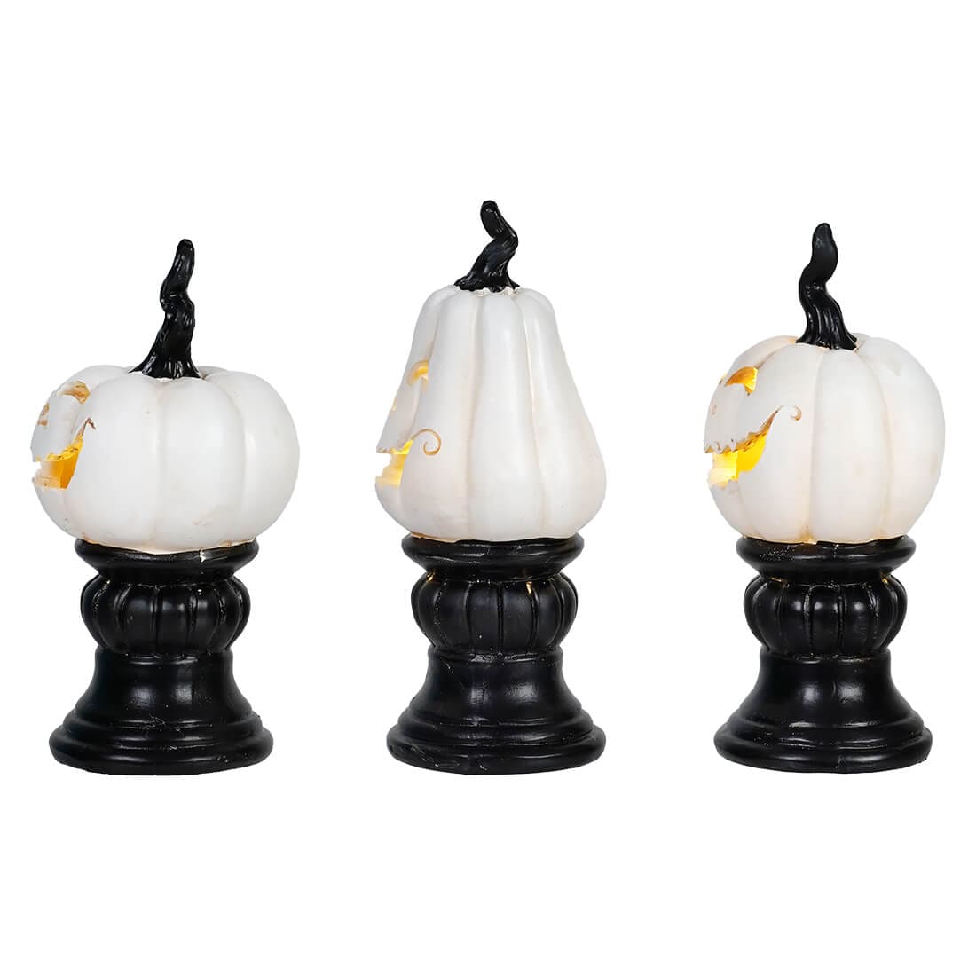 Mini Light Up Pedestal Pumpkins Set/3 - Halloween