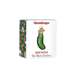 Mini pickle ornament green glass ornament with gold metal cap and hanging loop perfect christmas glass ornament