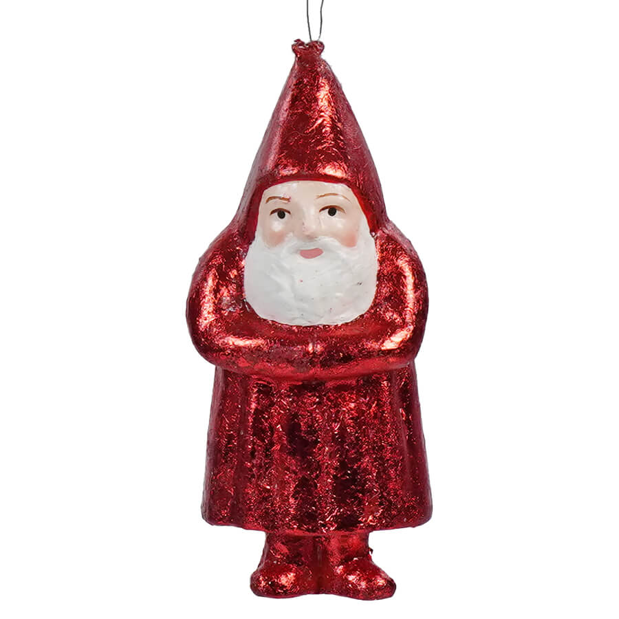 Red glittery Santa Claus Christmas tree ornament.