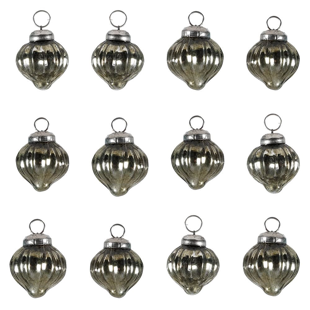 Mini Shiny Green Onion Glass Ornaments Set/12