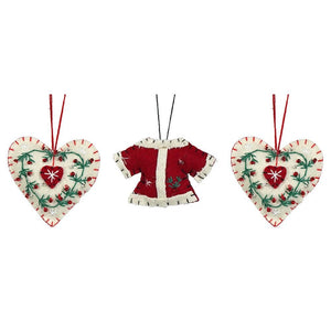 Mini Vintage Christmas Hand Stitched Ornaments Set/3