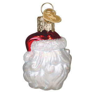 Mini winking santa ornament red and white glass ornament with gold heart tag perfect christmas glass ornament