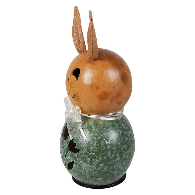 Miniature Green Willow Bunny Gourd With Tulip Cutout - Easter