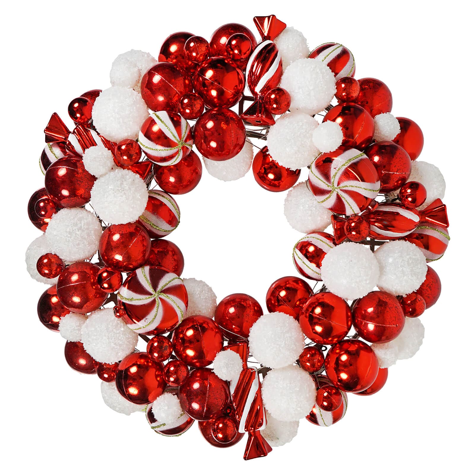 Mixed Peppermint Candy Ball Wreath