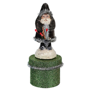 Mocha Velvet Belsnickle On Green Box - Christmas