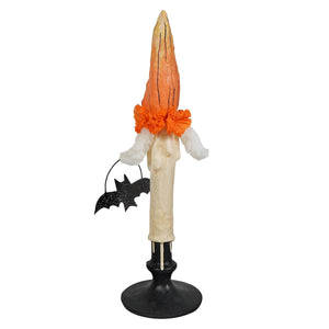 Mr flame orange and white halloween candle figurine with black bat accessory by bethany lowe halloween