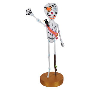 Decorated skeleton pirate figurine with bird detail in halloween kook skeleton pirate tabletop edition mr jingle bones