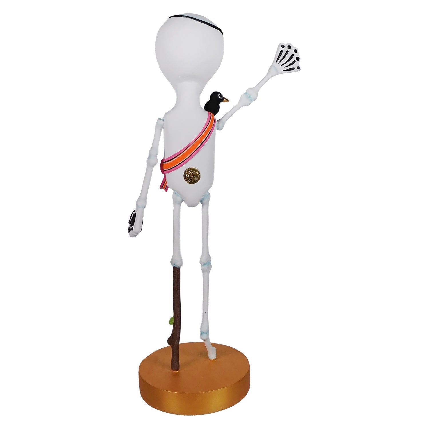 White skeleton kook skeleton pirate figurine with black bird and colorful sash perfect for halloween decorations & ornaments