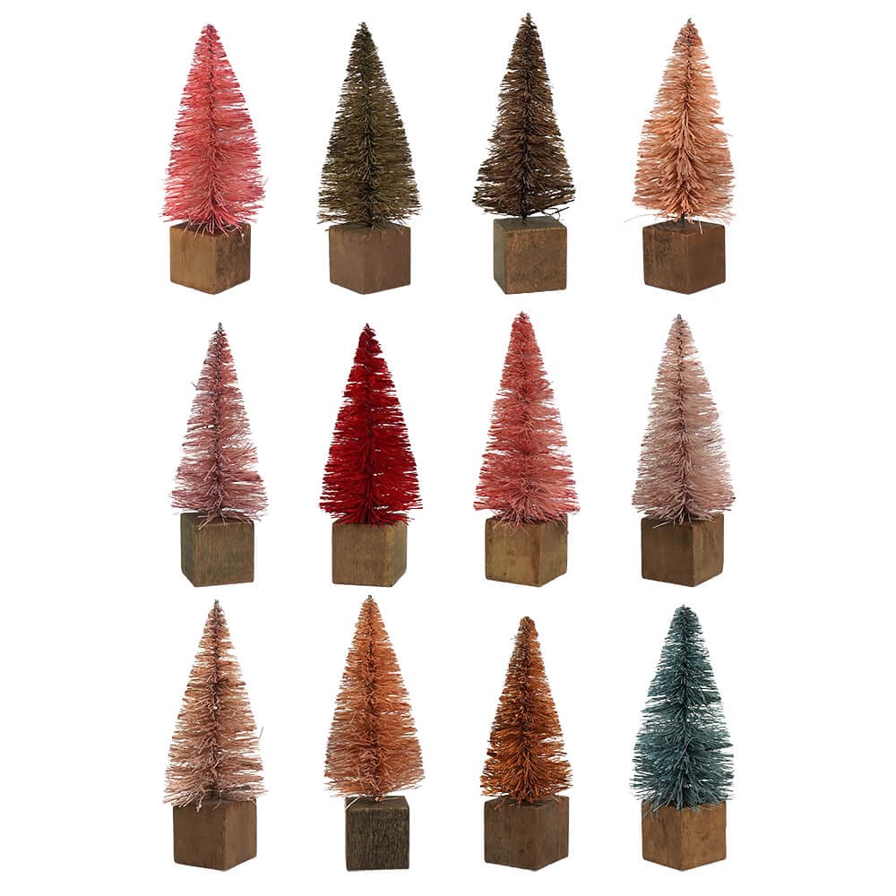 Multi Colored Bottle Brush Trees Set/12