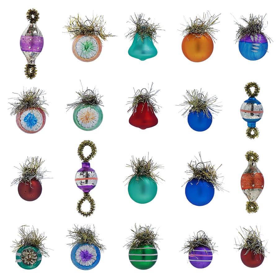 Multi Colored Glass Ornaments Boxed Set/20