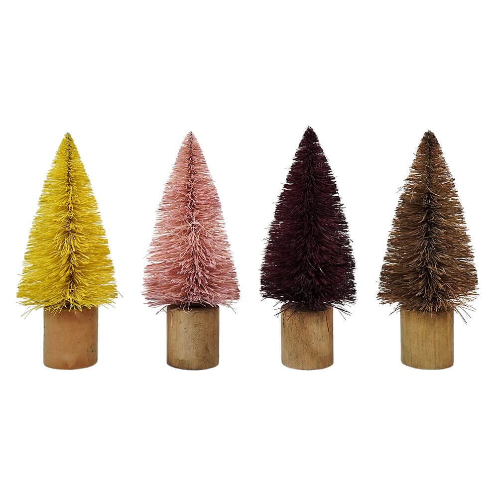 Multi Colored Sisal Trees Set/4