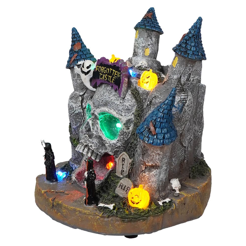 Multicolor LED Lighted Skull Castle Table Piece - Halloween