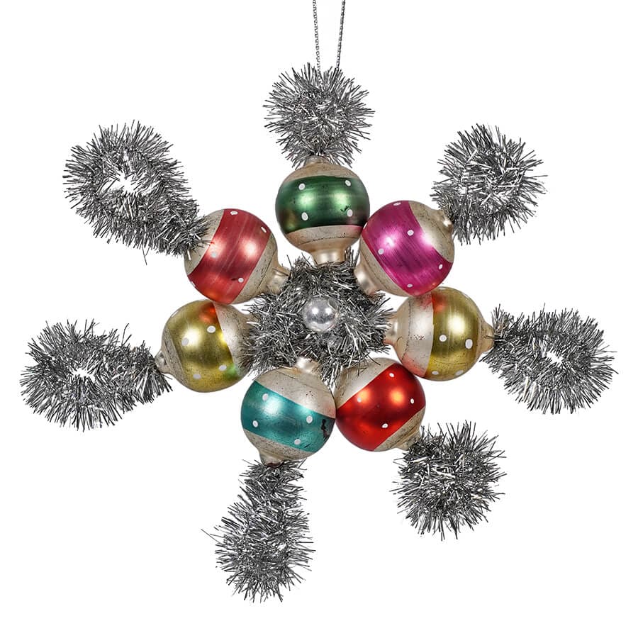 Multicolored Tinsel Starburst Ornament - Ornaments