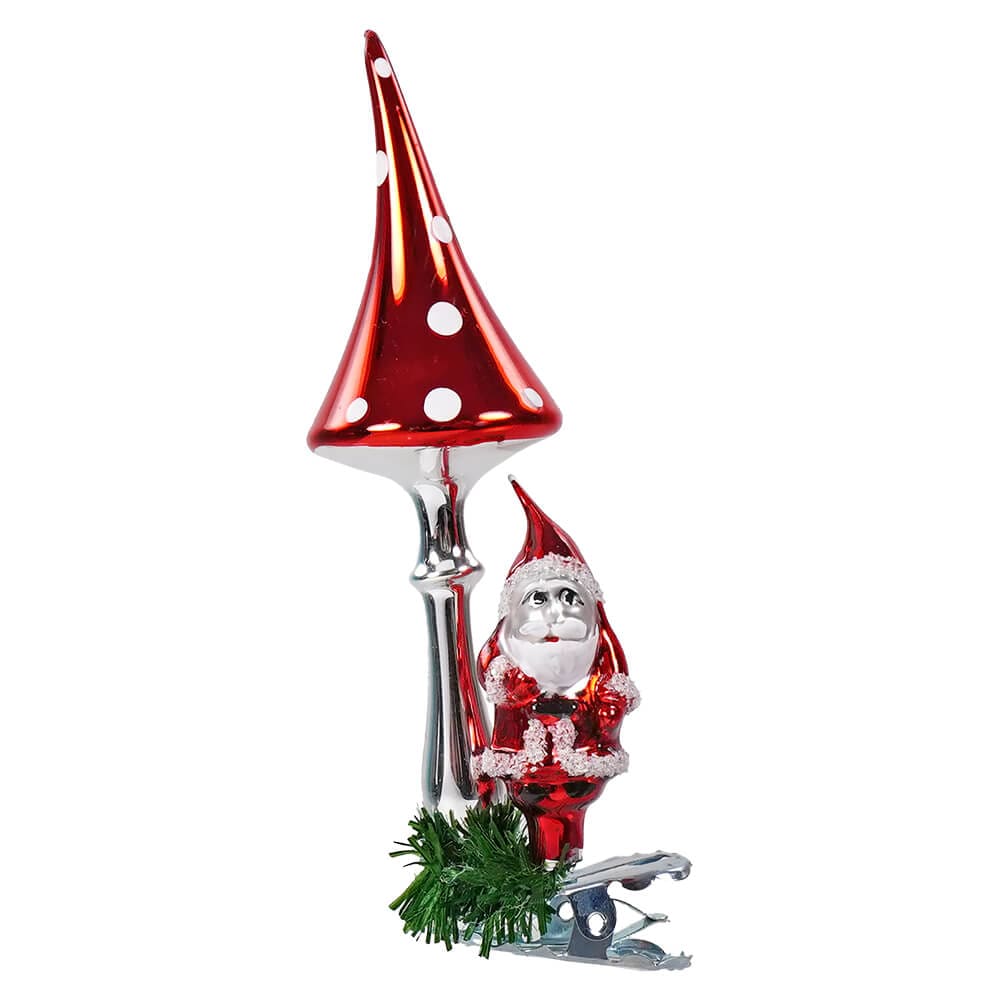 Mushroom With St. Nik Clip-On Ornament - Ornaments