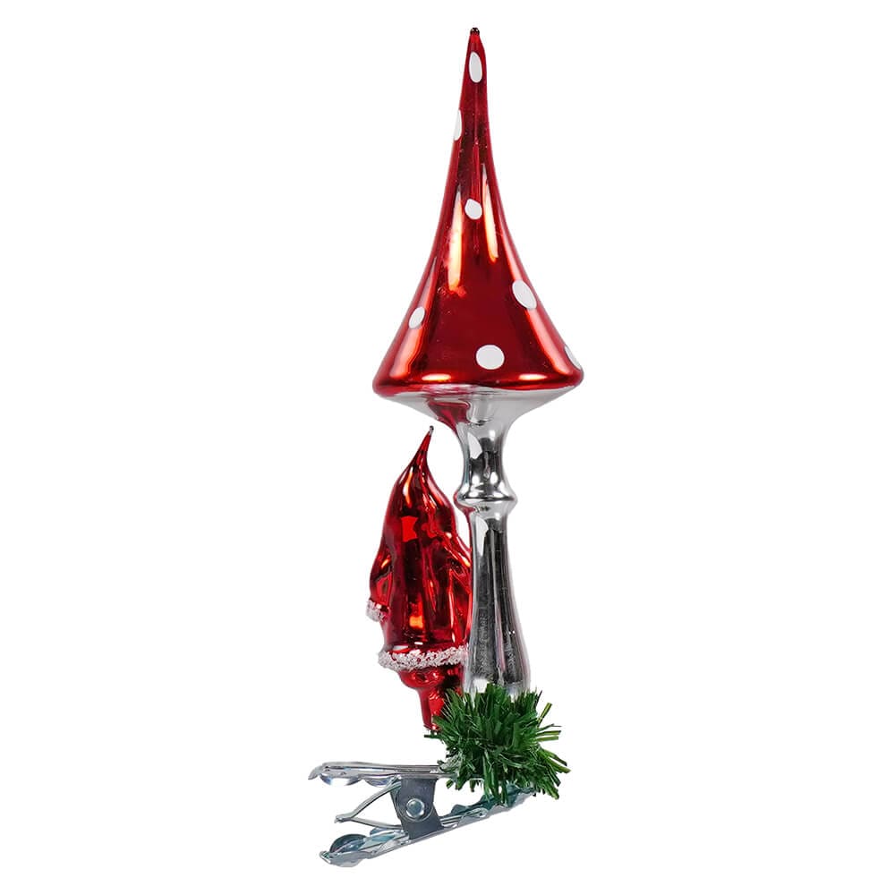 Mushroom With St. Nik Clip-On Ornament - Ornaments