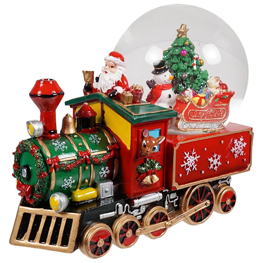 Musical Santa Driving Train Water Globe