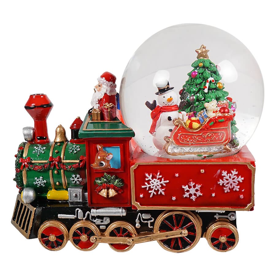 Musical Santa Driving Train Water Globe