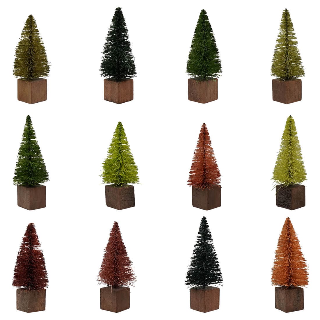 Natural Tone Bottle Brush Trees In Box Set/12