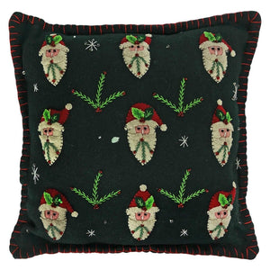 Nine Santa Heads Pillow