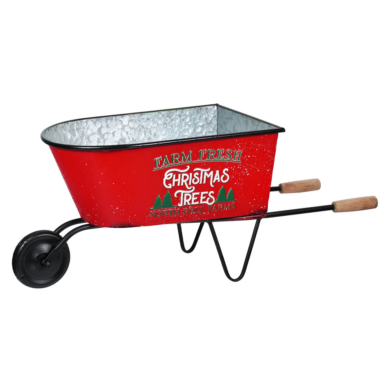 North Pole Farms Metal Holiday Wheelbarrow